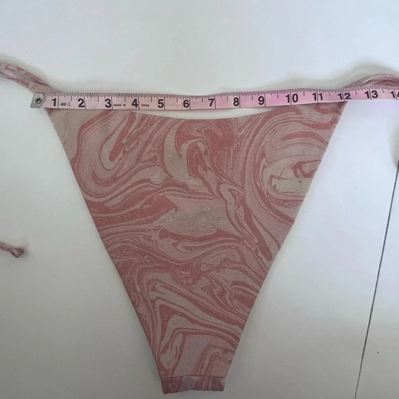 L*Space Pink Marbled String Bikini Bottom Swimsuit Women Size XL - Picture 4 of 6